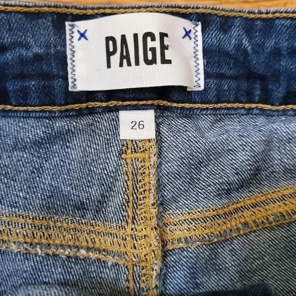 Paige Distressed Daryn Denim Raw Hem High-Rise Shorts(26)